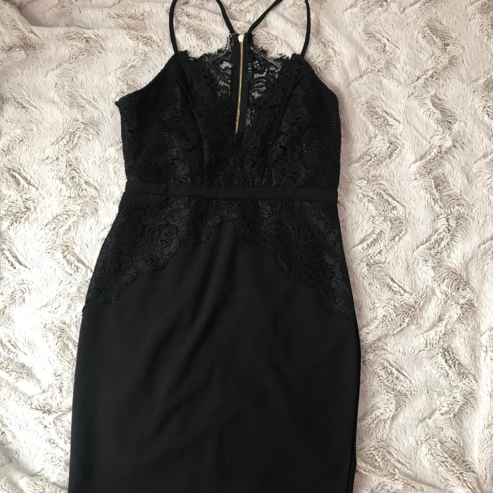 black, lace detailed BODYCON dress
